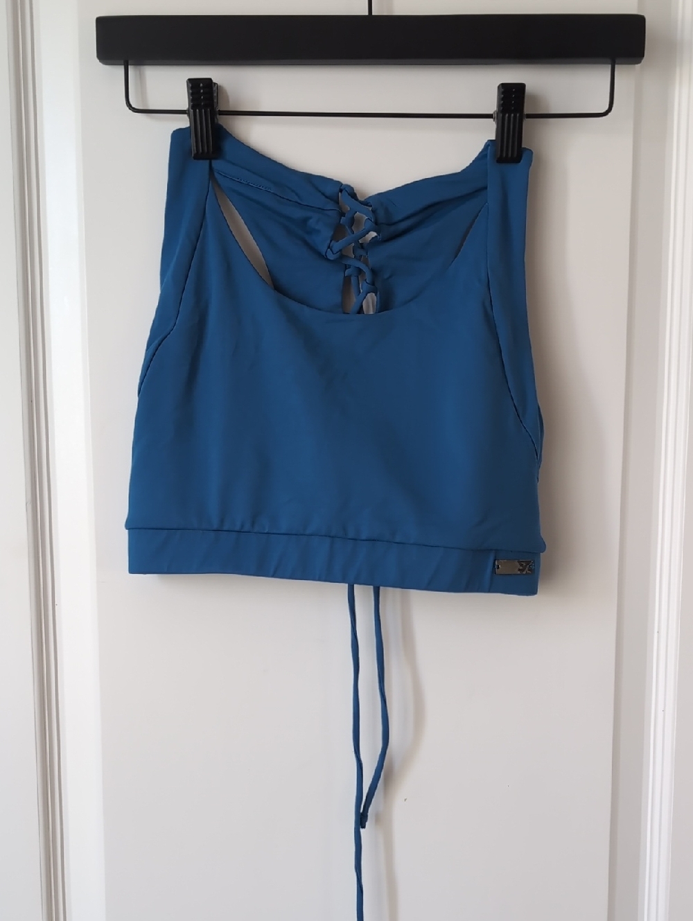 Gymshark Blue Lace-Back Swim Bikini Top